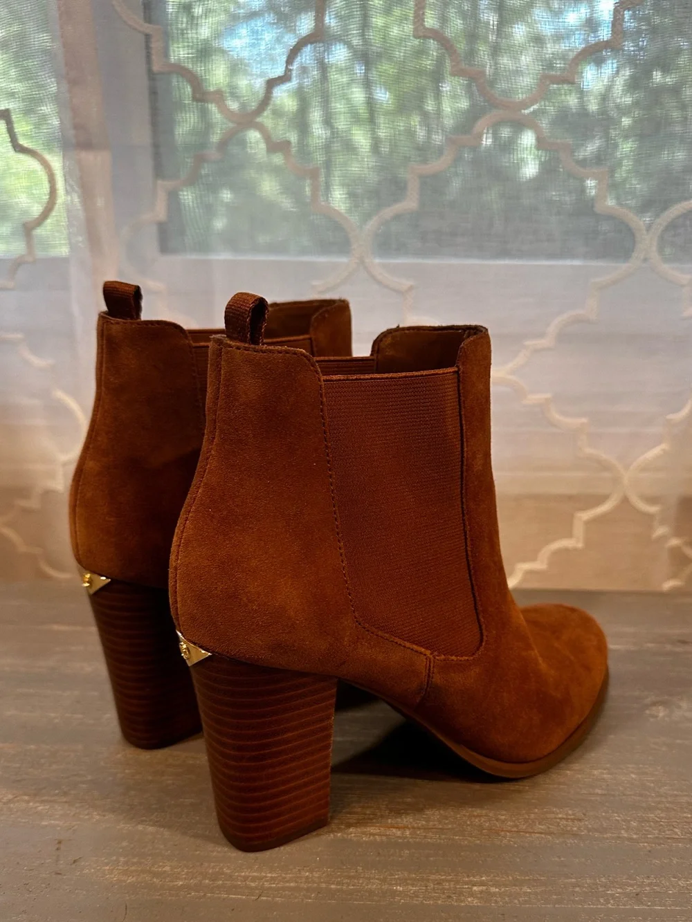 ✨ Michael Kors Lottie Suede Chelsea Booties Chestnut Brown Size 8